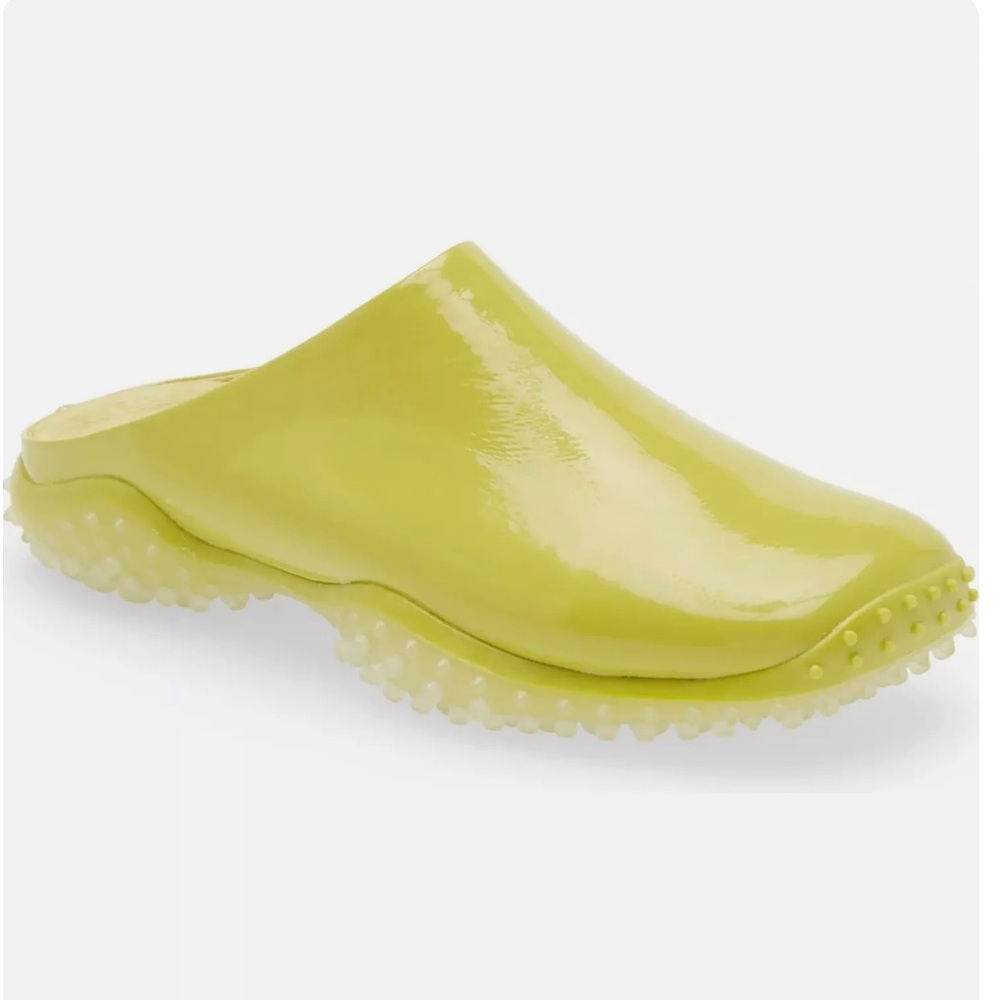 Jeffrey Campbell Lightyear Chartreuse Faux Leather Mules
